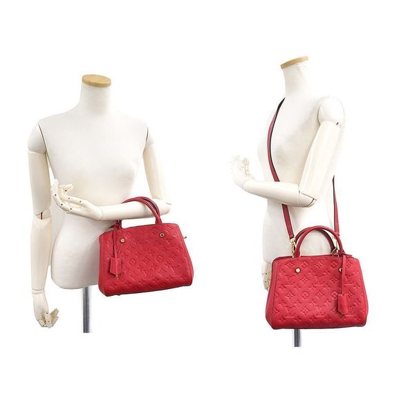 Monogram Emplant Leather Montaigne BB Shoulder Handbag Dahlia Pink Red - Picture 8 of 9